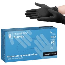 МікроStop Рукавички нітрилові BLACK (L) - 100 шт/уп, image 