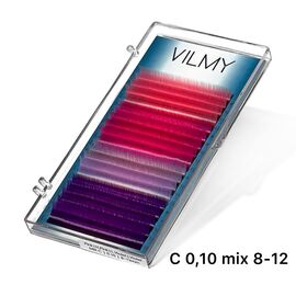 VILMY VIYA 4 Color Mix Pink-Violent Вії кольорові для нарощення 18 ліній C 0,10 mix 8(2)-9(4)-10(4)-11(4)-12(4), image 