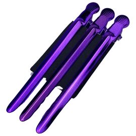 Salon Professional Зажим металевий великий фіолетовий (3 шт/уп), image 