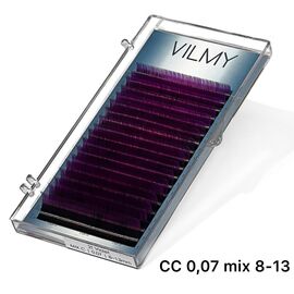 VILMY VIYA Ombre Mix Violet Вії кольорові для нарощення 18 ліній CC 0,07 mix 8(2)-9(3)-10(4)-11(4)-12(3)-13(2), image 