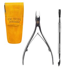 OLTON Набір кусачки M + сокирка-лопатка + чохол жовтий (шкіра), Колір: Жовтий, image 