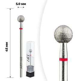 ART Фреза алмазна куля червона 105 діаметр 5,0 мм, Колір : Червоний, Діаметр: 5,0 мм, image 