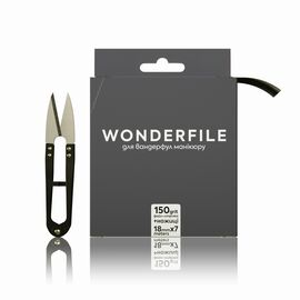 WONDERFILE In Black Файл-стрічка для основи 160х18 мм, 150 грит (7 метрів) + ножиці, Абразивність: 150 грит, Кількість: 7 м, image 