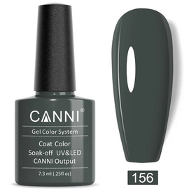 CANNI Гель-лак №156 (темно-сірий, емаль), 7.3 мл, № гель лаку: 156, Об'єм: 7.3 мл, image 