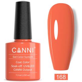CANNI Гель-лак №168 (пастельно-помаранчевий, емаль), 7.3 мл, № гель лаку: 168, Об'єм: 7.3 мл, image 