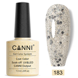 CANNI Гель-лак №183 (прозорий з сріблястими блискітками), 7.3 мл, № гель лаку: 183, Об'єм: 7.3 мл, image 