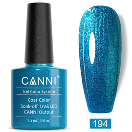 CANNI Гель-лак №194 (синій з мікроблиском), 7.3 мл, № гель лаку: 194, Об'єм: 7.3 мл, image 