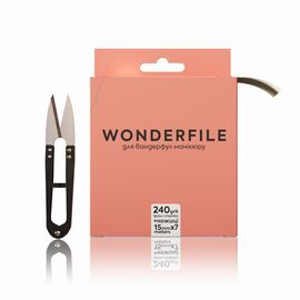 WONDERFILE Файл-стрічка + ножиці для основи 130х15 мм 240 грит, 7 м, Абразивність: 240 грит, Кількість: 7 м, image 