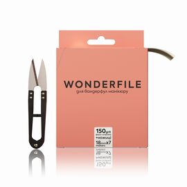 WONDERFILE Файл-стрічка + ножиці для основи 160х18 мм 150 грит, 7 м, Абразивність: 150 грит, Кількість: 7 м, image 
