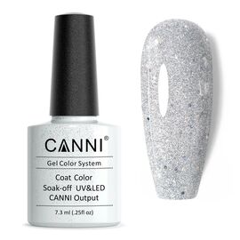 CANNI Гель-лак №215 (сріблясті і голографічні блискітки), 7.3 мл, № гель лаку: 215, Об'єм: 7.3 мл, image 