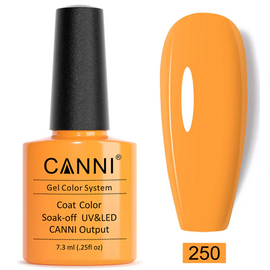 CANNI Гель-лак №250 (неоновий-помаранчевий), 7.3 мл, № гель лаку: 250, Об'єм: 7.3 мл, image 
