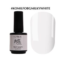 KOMILFO Bottle Gel Milky White HEMA/TPO free Рідкий гель для нігтів, 15 мл (з пензликом), Об'єм: 15 мл, Колір: Milky White, image 