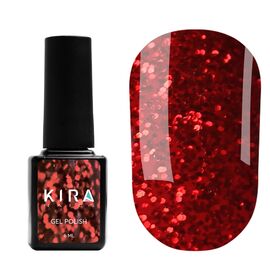 KIRA NAILS Гель лак Red Hot Kira Peppers №002 (червоний з кораловими блискітками), 6 мл, № гель лаку: 002, Об'єм: 6 мл, image 