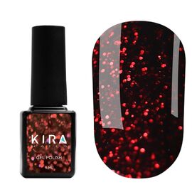 KIRA NAILS Гель лак Red Hot Kira Peppers №003 (винний з карміновими блискітками), 6 мл, № гель лаку: 003, Об'єм: 6 мл, image 