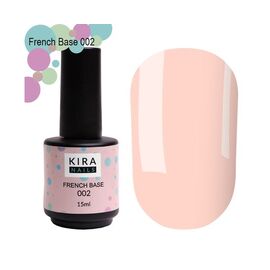 KIRA NAILS French Base 002 (ніжний персиковий), 15 мл, Відтінок: 002, Об'єм: 15 мл, image 