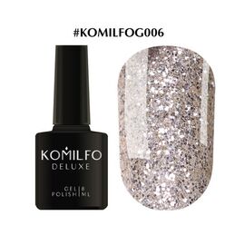 KOMILFO Deluxe Series №G006 (темно-сріблясті насичені блискітки з золотим відливом), 8 мл, image 