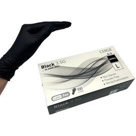 CEROS Рукавички нітрилові BLACK (L) - 100 шт/уп (3,5 г), image 