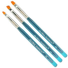 GLOBAL FASHION Набір пензлів для гелю скошені 3 в 1 №4,6,8 (прозоро-сині), image 