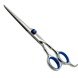 GEPARD Ножиці для стрижки 5,5 вигнуті (срібло, з синіми елементами), image 