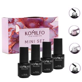 KOMILFO Mini Set 001, 4 мл (Rubber Base, F004, F010, No Wipe Top with UV Filters), image 