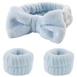 BonBon Набір для вмивання пов'язка та напульсники-манжети (блакитний), image 