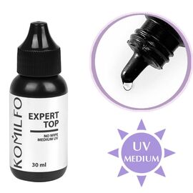 KOMILFO Expert Top (no wipe, medium UV) Топ для гель лаку без ЛШ, 30 мл, image 