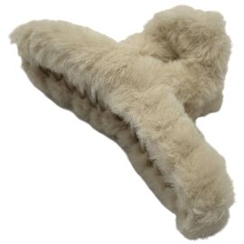 Краб для волосся середній фігурний пухнастий бежевий, 1 шт, image 