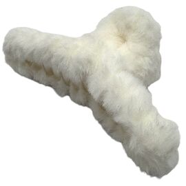 Краб для волосся середній фігурний пухнастий молочний, 1 шт, image 