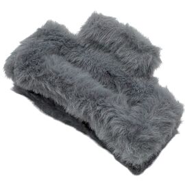 Краб для волосся середній прямокутний пухнастий сірий, 1 шт, image 