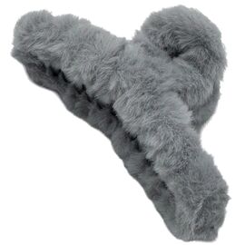 Краб для волосся середній фігурний пухнастий сірий, 1 шт, image 