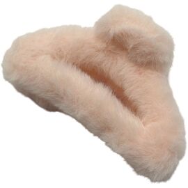 Краб для волосся середній овальний пухнастий пудровий, 1 шт, image 