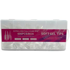 S.P. Extra Long Full Cover Soft Gel Tips Гелеві тіпси Мигдаль, 600 шт, Кількість: 600 шт, Форма: Мигдаль, image 
