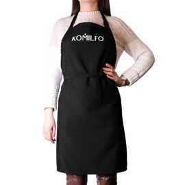 KOMILFO Фартух чорний з трьома кишенями, короткий, image 