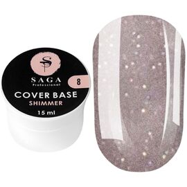SAGA Shimmer Base База з блискітками №08, 15 мл, Відтінок: №08, Об'єм: 15 мл, image 