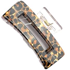 Краб для волосся середній прозорий леопардовий прямокутний, 1 шт, image 