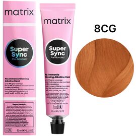 MATRIX Super Sync Pre-Bonded 8CG Тонер на лужній основі без аміаку, світлий блондин мідний золотистий, 90 мл, Об'єм: 90 мл, Відтінок: 8CG, image 
