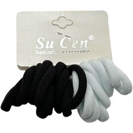 Резинка маленька, колір: чорно-білі, набір 10 шт, image 