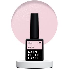 NAILSOFTHEDAY Cover Base Shimmer 28 New Formula Напівпрозора пудрово-рожева зі срібним шимером камуфлююча база, 10 мл, Відтінок: 028, Об'єм: 10 мл, image 