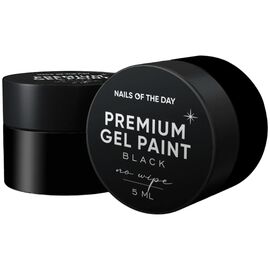 NAILSOFTHEDAY Premium Gel Paint Black No Wipe Гель-фарба без ЛШ чорна, 5 мл, Колір: Чорний, image 