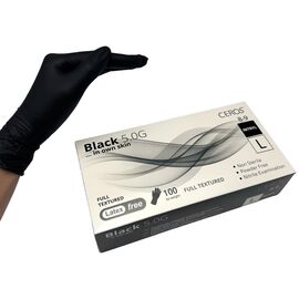 CEROS Рукавички нітрилові BLACK (L) - 100 шт/уп (5,0 г), image 