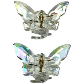 Краб для волосся малий метелик (кришталевий голографічний), набір 2 шт, image 