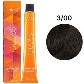 LAKME Gloss Color Rinse Тонуюча крем-фарба для волосся 3/00 Dark Brown, 60 мл, Об'єм: 60 мл, Відтінок: 3/00, image 