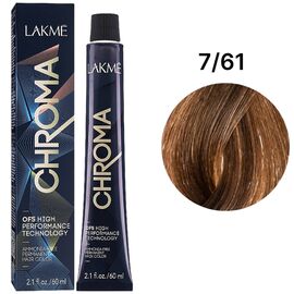 LAKME Chroma Permanent Hair Color Безаміачна фарба для волосся 7/61 Ash Chestnut Medium Blonde, 60 мл, Об'єм: 60 мл, Відтінок: 7/61, image 