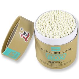 BI Косметичні ватні палички двохсторонні жовті (картонний тубус), image 