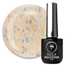 SAGA Agate Base База з голографічною слюдою №2 (бежевий з ефектом битого скла), 9 мл, Відтінок: №2, Об'єм: 9 мл, image 