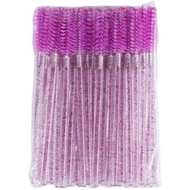 G.F. Щіточки для розчісування вій та брів фіолетові глітерна основа (нейлон), 50 шт, image 