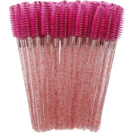G.F. Щіточки для розчісування вій та брів розові глітерна основа (нейлон), 100 шт, image 