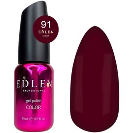 EDLEN Color Гель-лак №091 (насичено-вишневий), 9 мл, № гель лаку: 091, Об'єм: 9 мл, image 