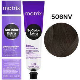 Matrix SoColor Pre-Bonded Extra Coverage 506NV крем-фарба для сивого волосся, темний блонд натуральний фіолетовий, 90 мл, Об'єм: 90 мл, Відтінок: 506NV, image 