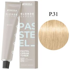 INDOLA Blonde Expert Pastel Перманентна крем-фарба для освітлення волосся P.31 Пастель золотистий попелястий (беж), 60 мл, Об'єм: 60 мл, Відтінок: P.31, image 